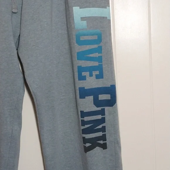 Victoria’s Secret PINK Grey Love Pink  Boyfriend Sweatpants Large - Picture 3 of 11